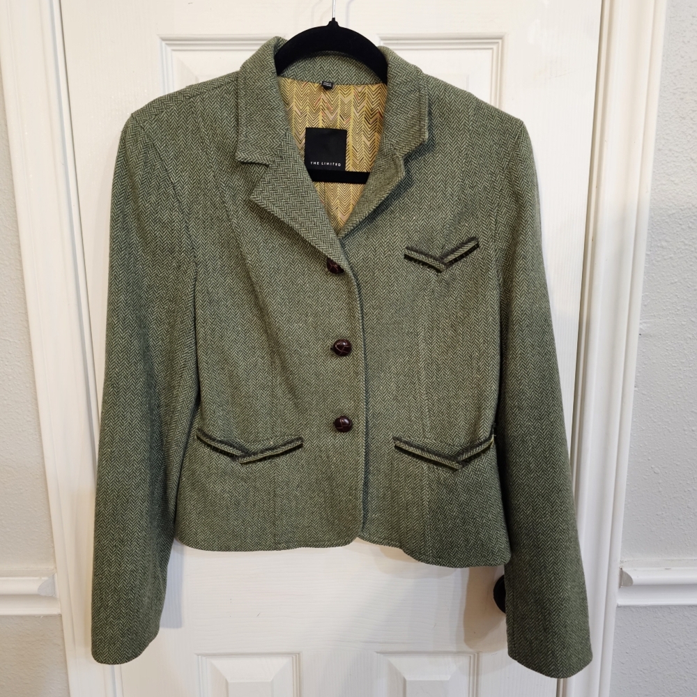 The Limited Green Blazer with Military-Inspired Design